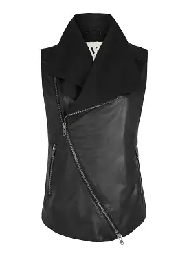 Nolita Drape Vest Black Shearling