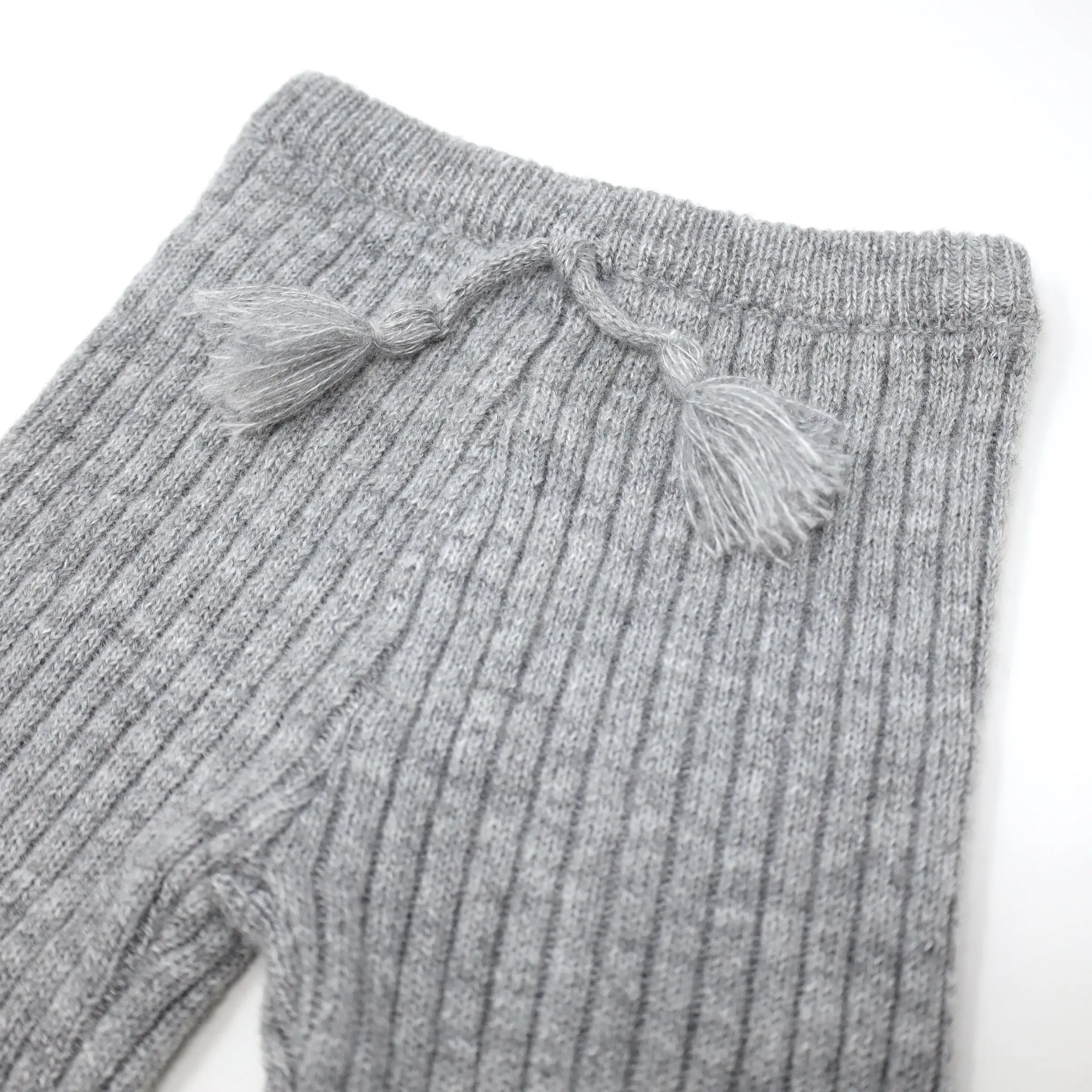 oh baby! Scandi Ribbed Knit Leggings - Heather Gray