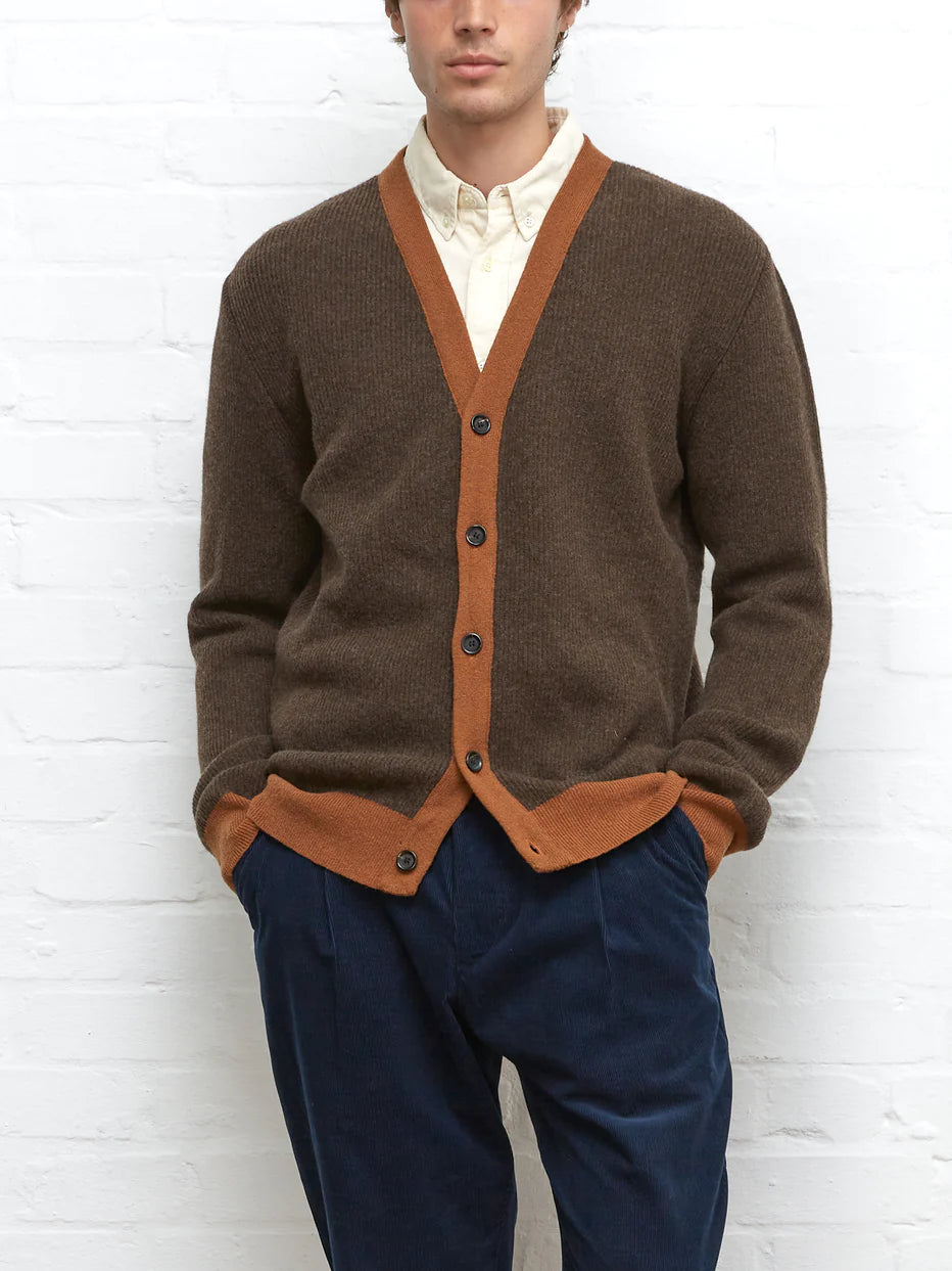 Oliver Spencer Caradale Cardigan Benson chocolate brown