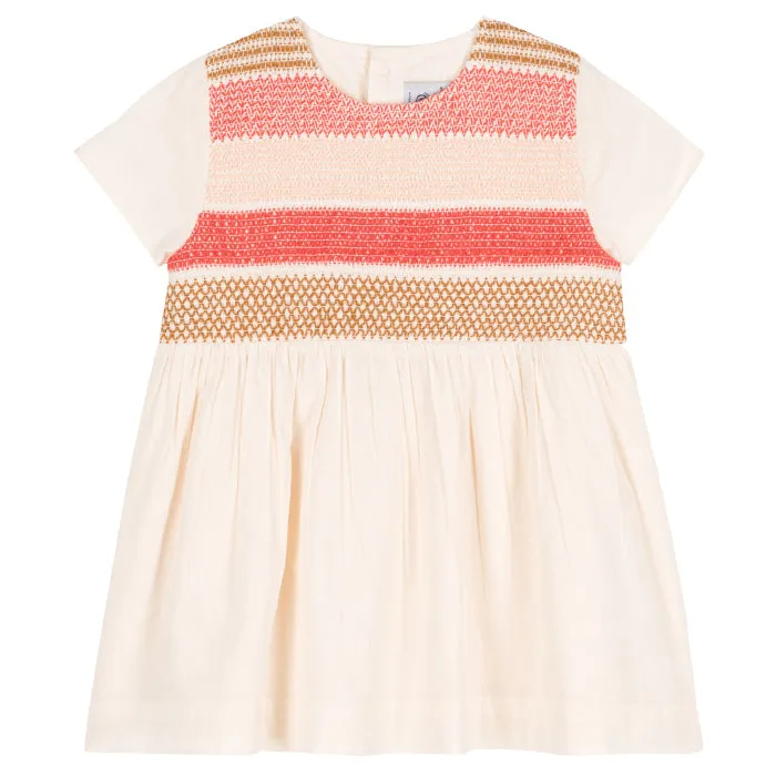 Petit Bateau Baby Smocked Dress Avalanche Cream