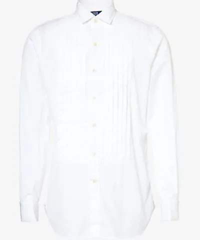 Polo Ralph Lauren Mens White Pleated regular-fit cotton dress shirt