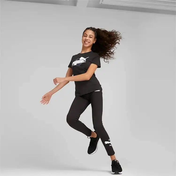 PUMA JUNIOR ESSENTIALS+ LOGO LAB BLACK TIGHTS