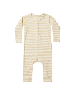 Quincy Mae ribbed baby jumpsuit | yellow stripe