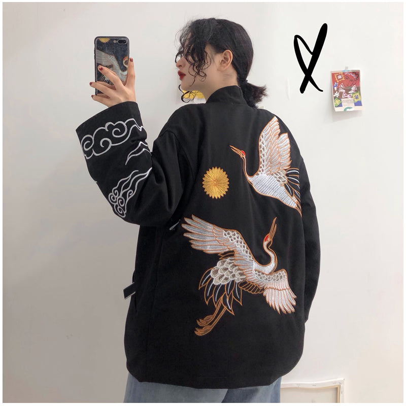 RED-CROWNED CRANE EMBROIDERY COAT BY24044