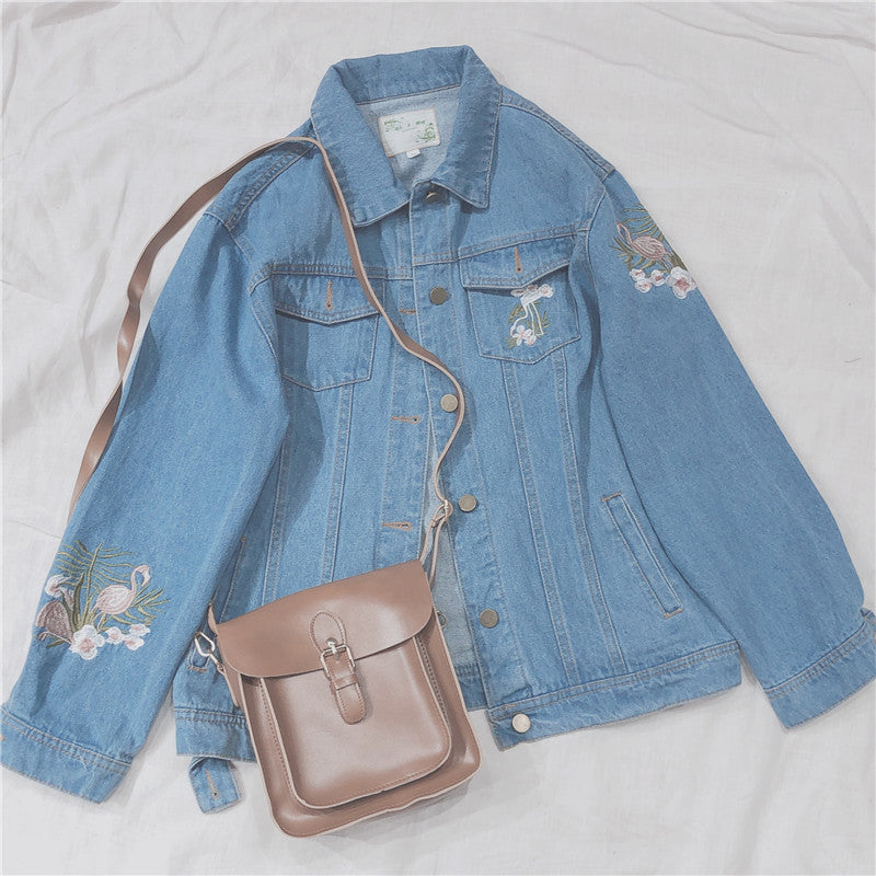 RETRO EMBROIDERY DENIM COAT BY24018