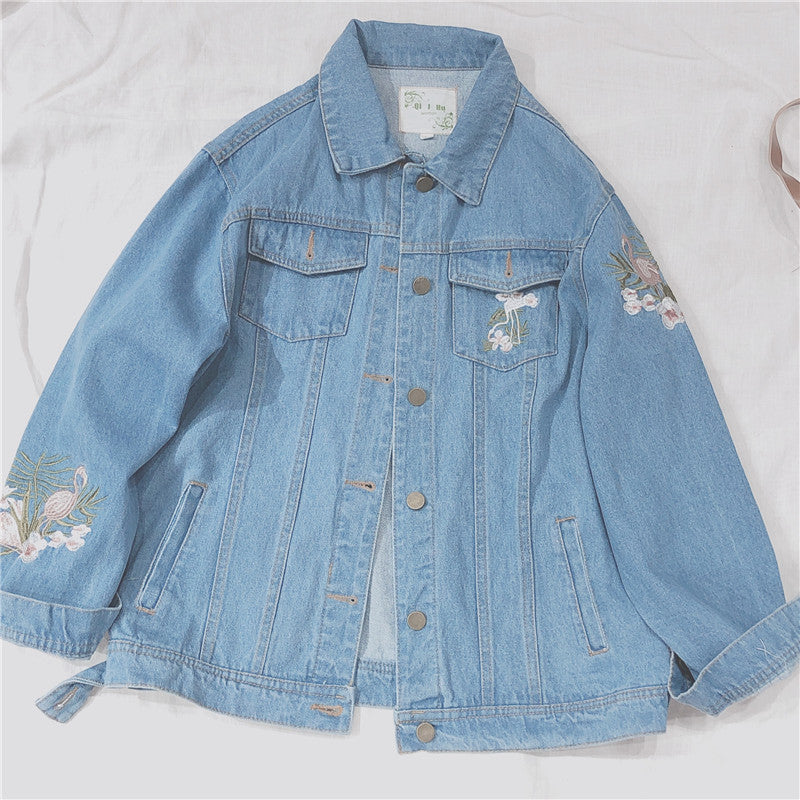 RETRO EMBROIDERY DENIM COAT BY24018