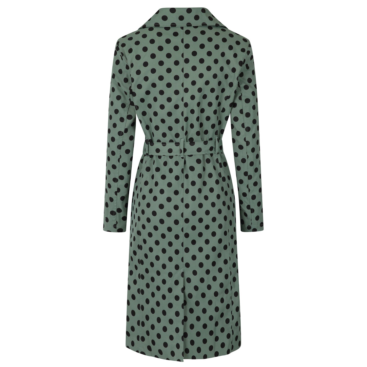 Sage Green and Black Polka Dot Trench Coat Jacket