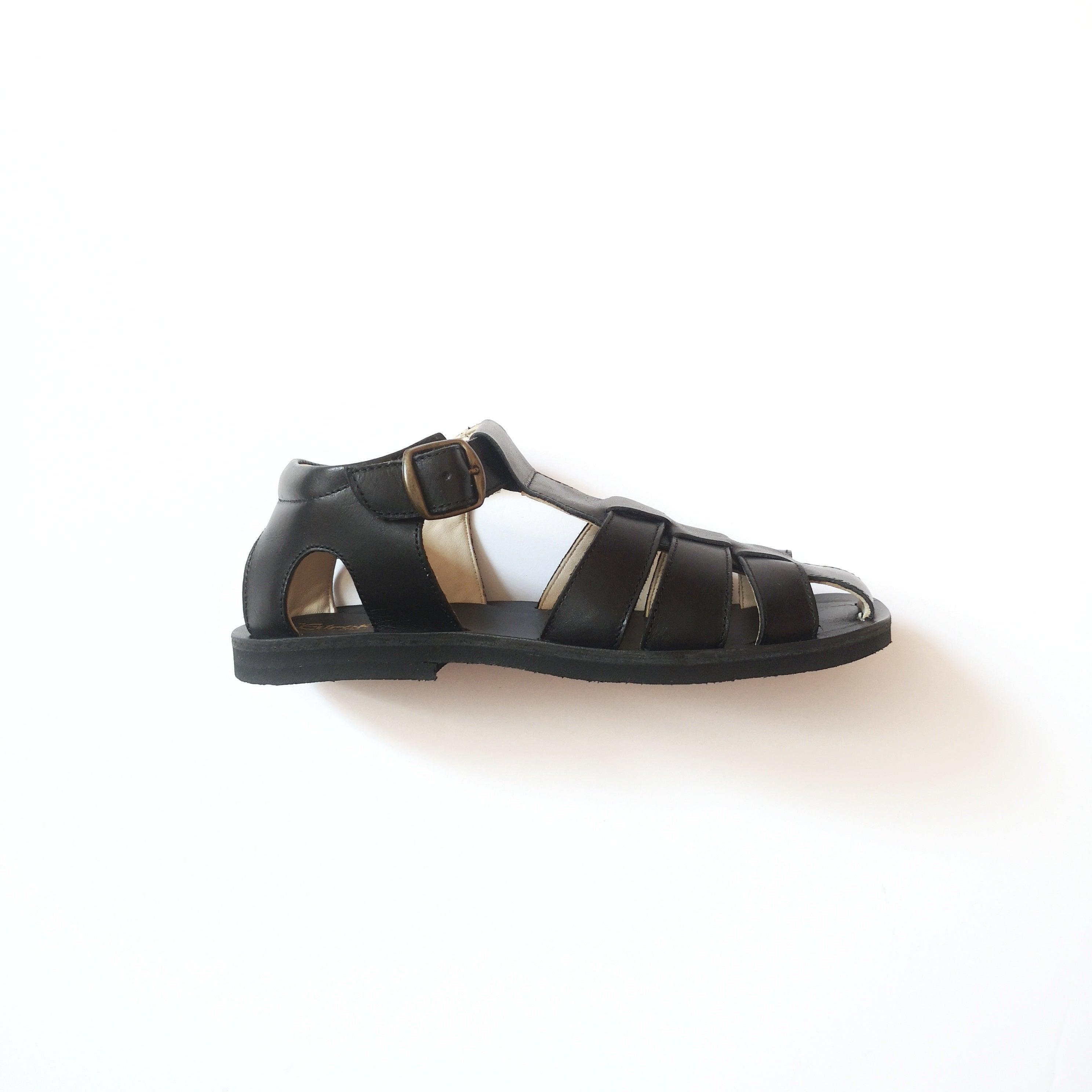 Sandals -laredo nero rubber sole (made-to-order)