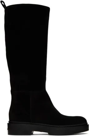 Santoni Black Suede Boots