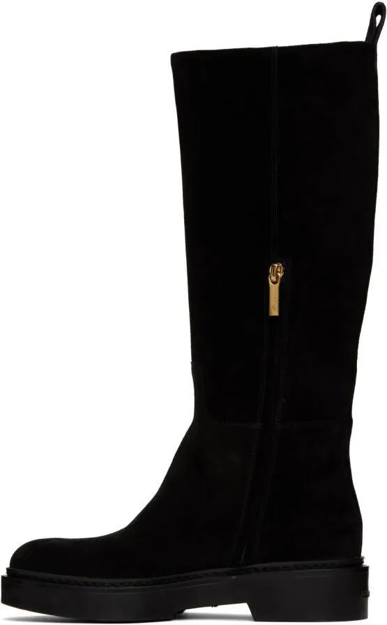 Santoni Black Suede Boots