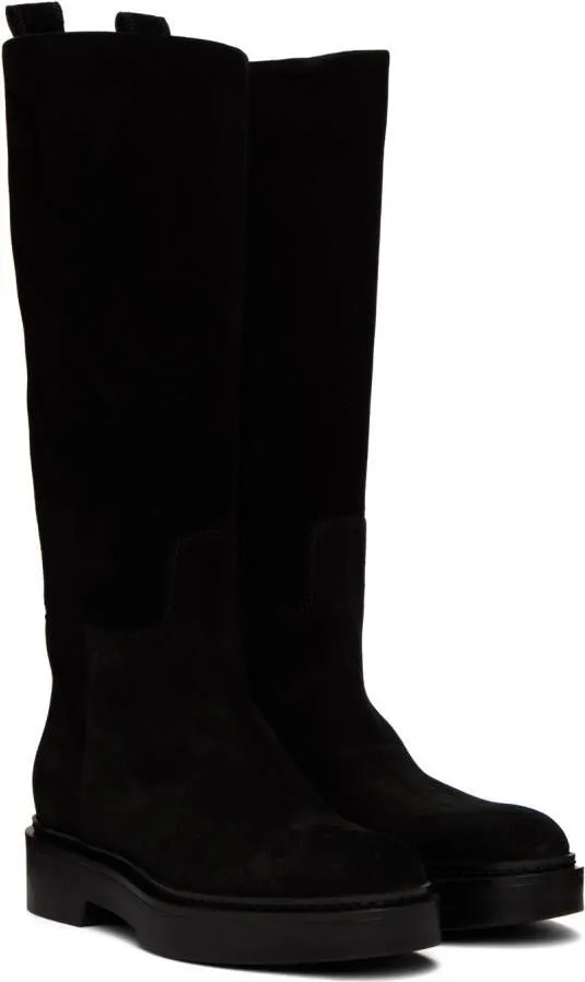 Santoni Black Suede Boots