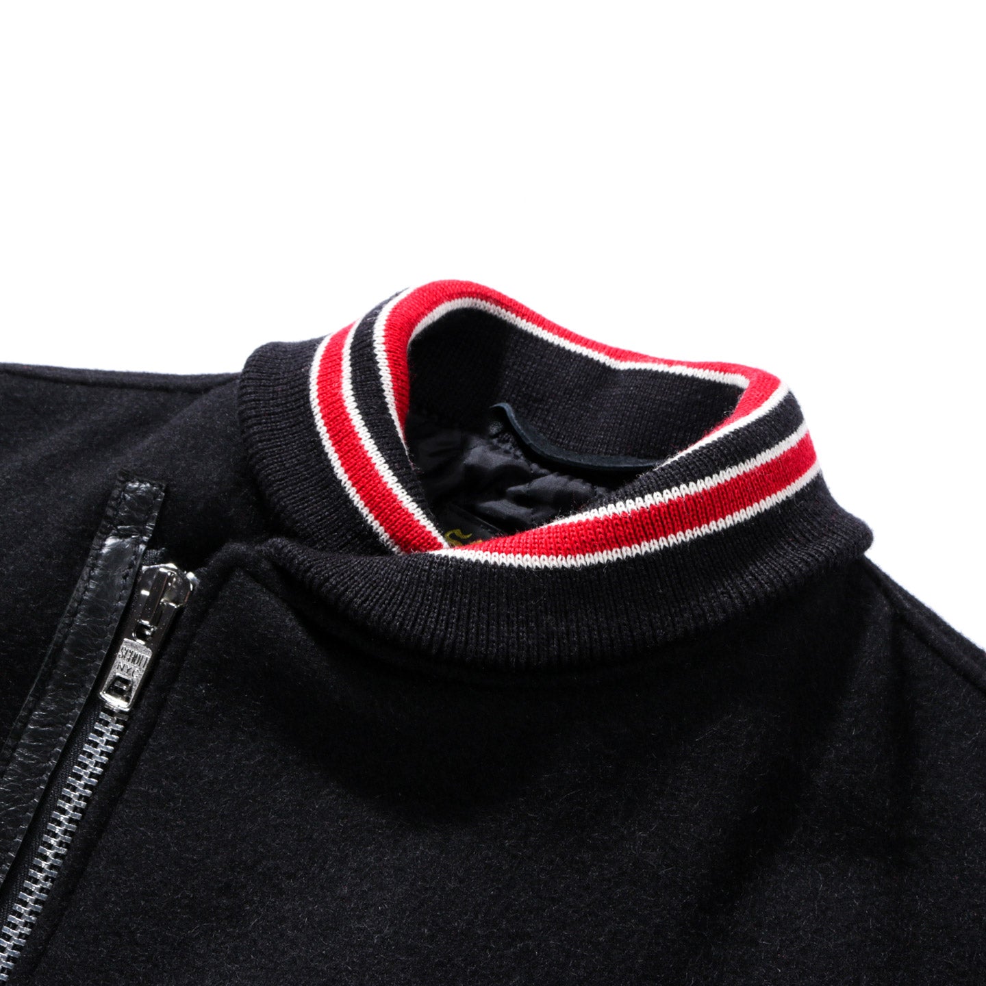 SCHOTT WOOL MOTO VARSITY JACKET BLACK