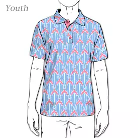 Shark Marina Blue - OGA Youth Polo - Marina Blue and Coral