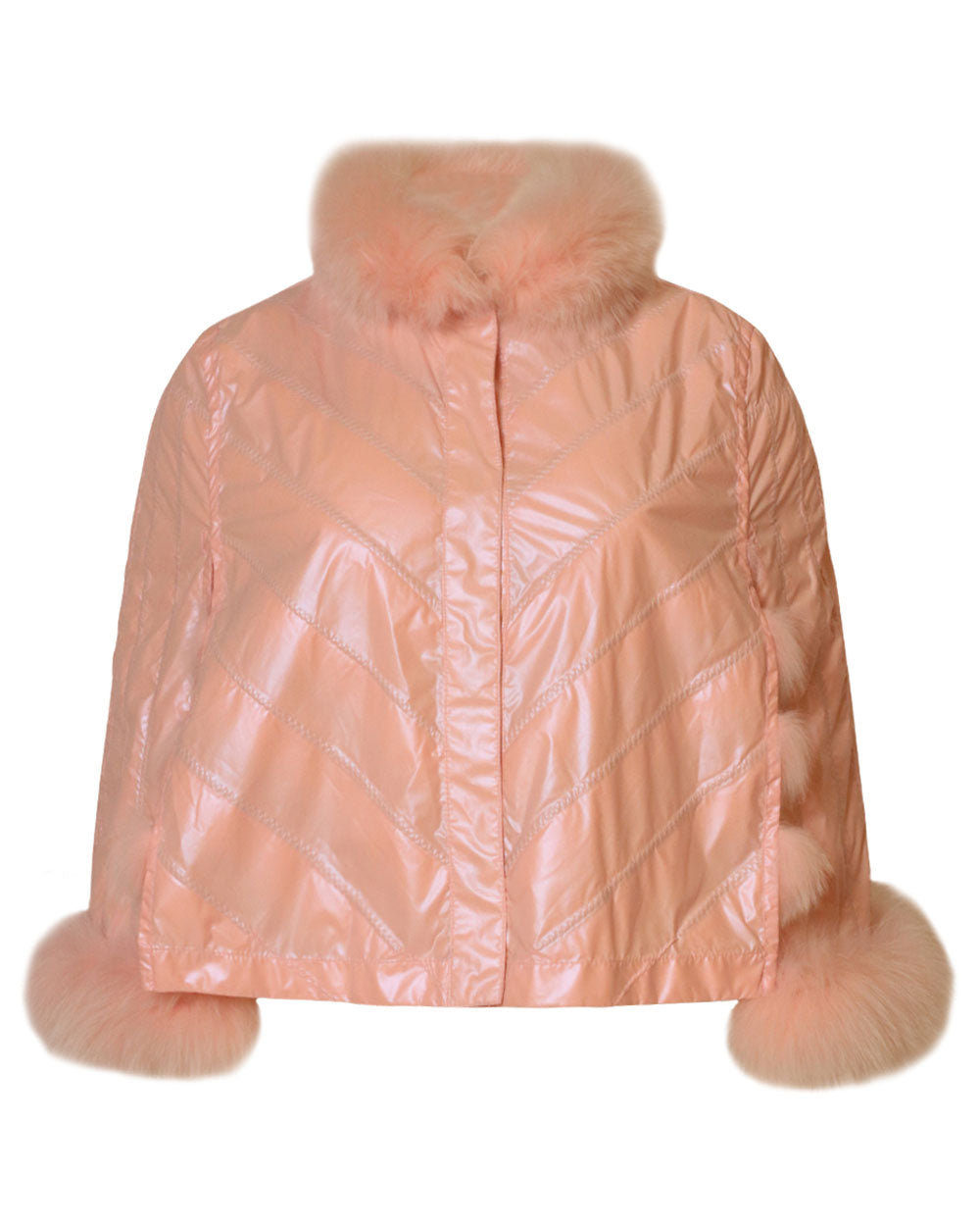 Short Reversible Fox Caplet in Baby Pink