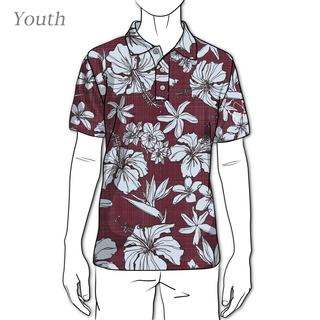 Sketchy Burgundy Haze - OGA Youth Polo - Burgundy Ice