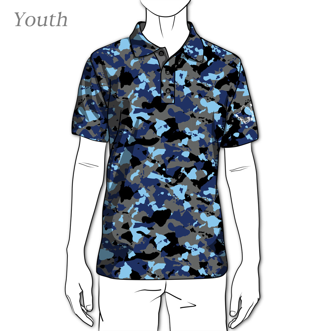 Snow Island Camo Blue - OGA Youth Polo