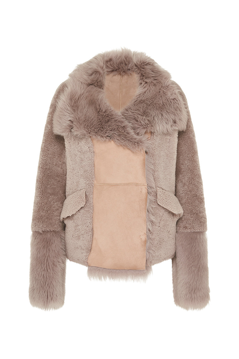 Spring Street Shearling Coat Taupe Shearling