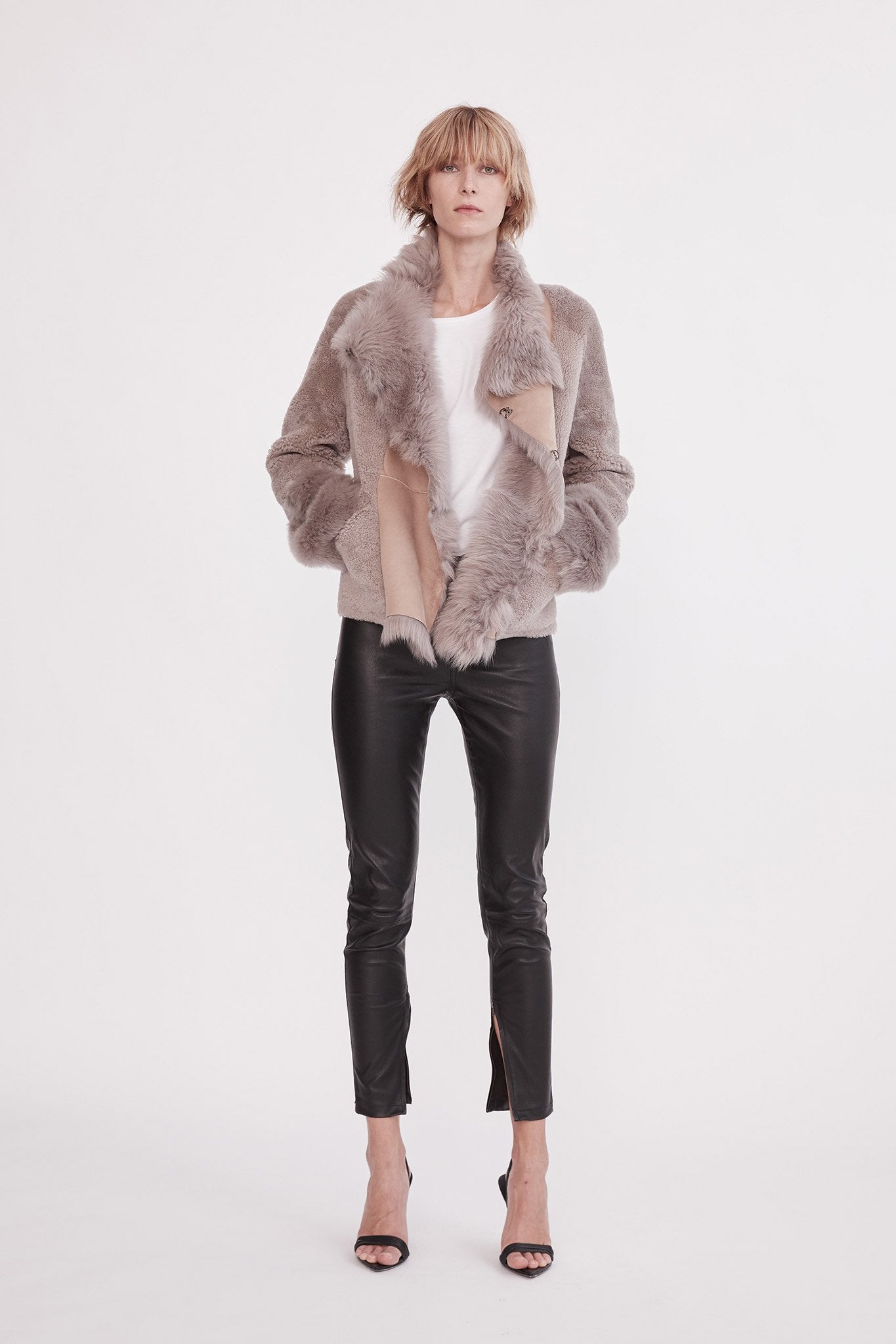 Spring Street Shearling Coat Taupe Shearling