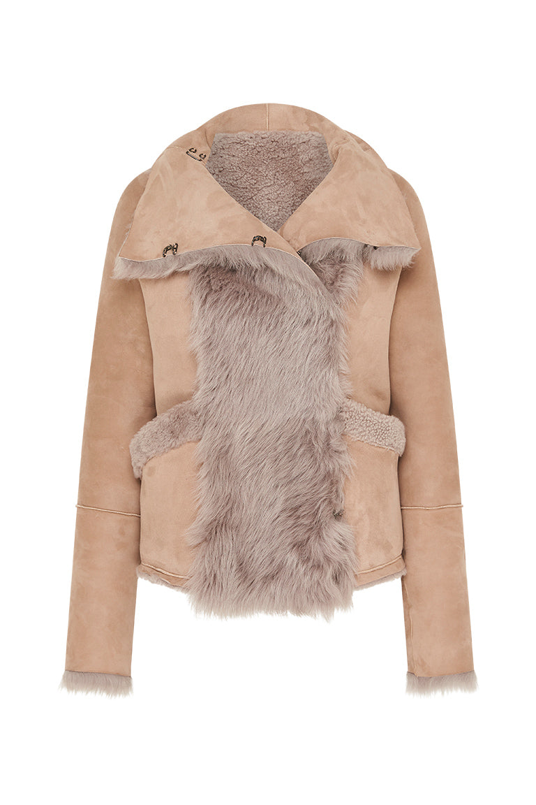 Spring Street Shearling Coat Taupe Shearling