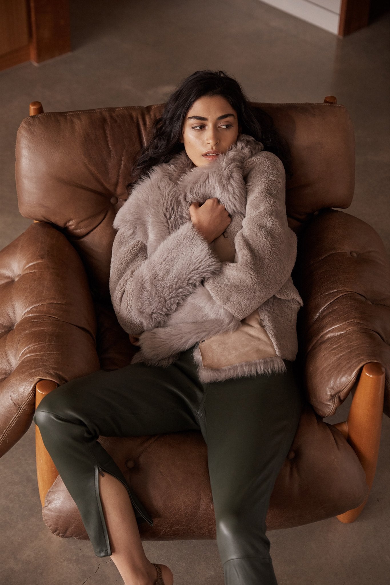 Spring Street Shearling Coat Taupe Shearling