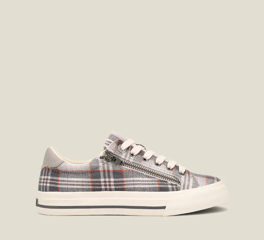 Taos Womens Z-Soul Lace Up Sneakers- Grey Plaid