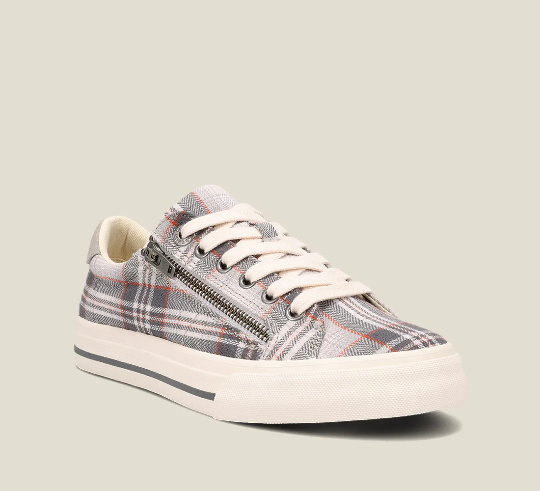 Taos Womens Z-Soul Lace Up Sneakers- Grey Plaid