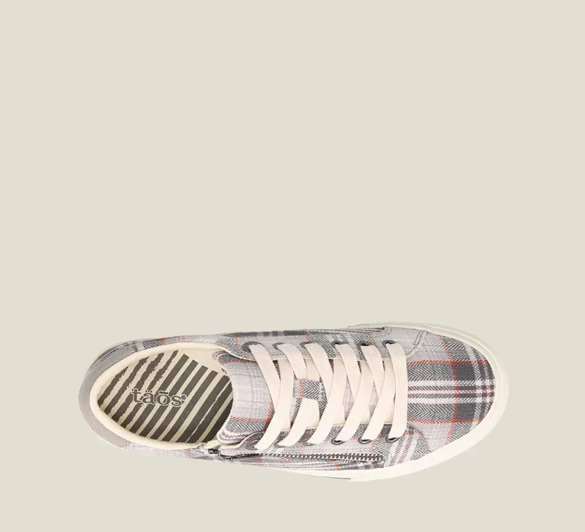 Taos Womens Z-Soul Lace Up Sneakers- Grey Plaid