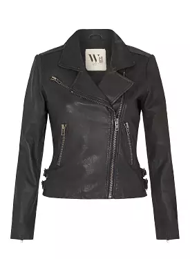 The New Yorker Motor Jacket Worn in Charcoal Leather