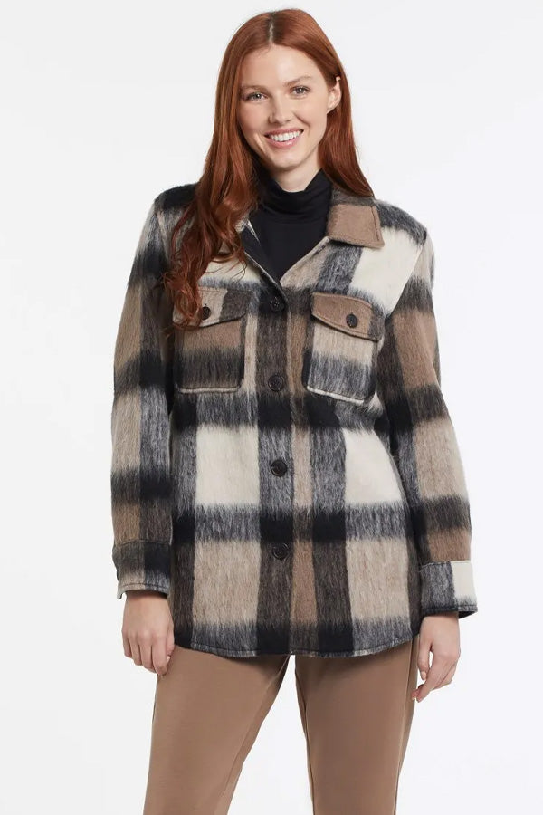 Tribal Mid Length Brushed Plaid Shacket