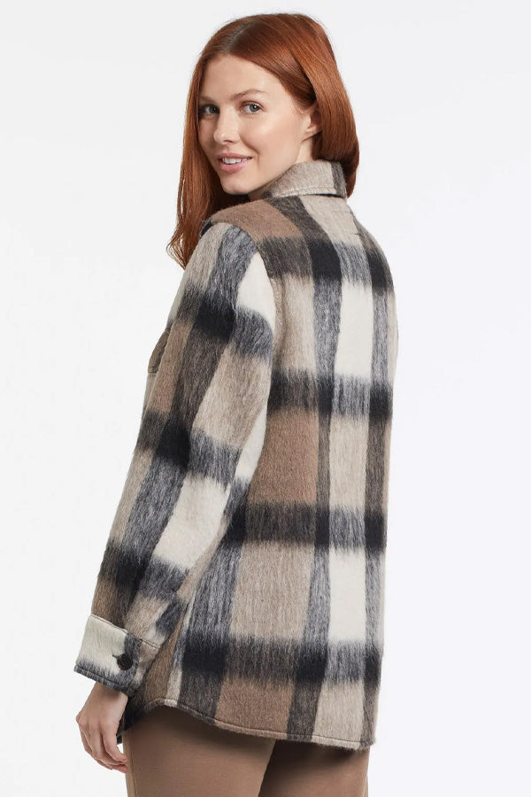 Tribal Mid Length Brushed Plaid Shacket