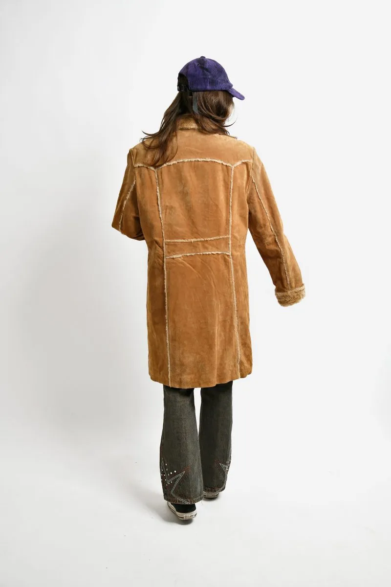 Vintage 70s suede coat womens