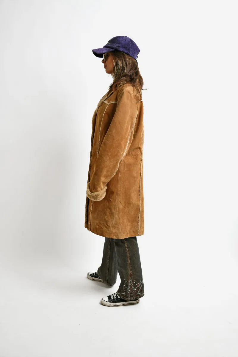 Vintage 70s suede coat womens