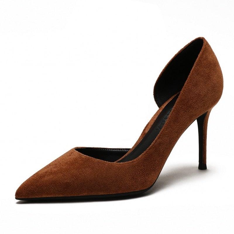 Women's Sexy Classic 8cm High Heels Suede Leather D'orsay Heels Pumps