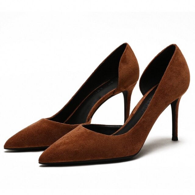 Women's Sexy Classic 8cm High Heels Suede Leather D'orsay Heels Pumps